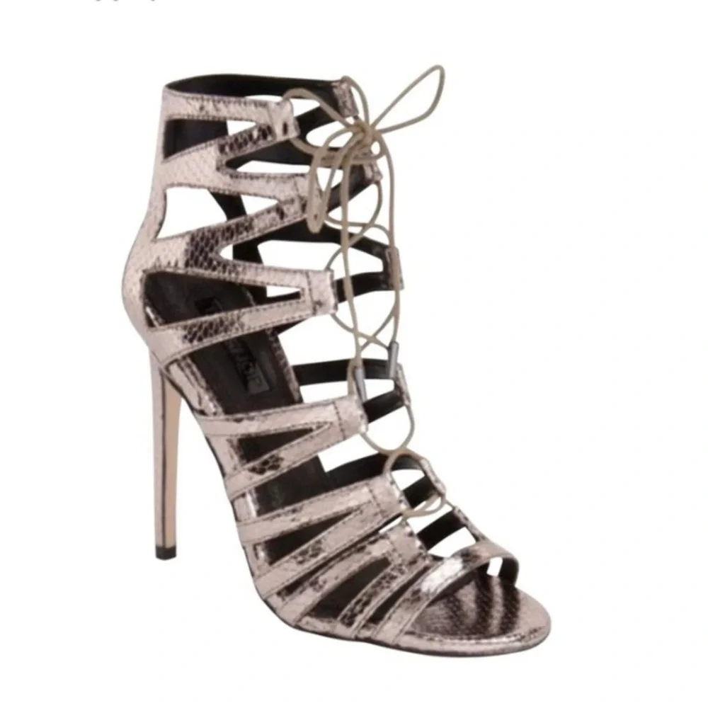 TOPSHOP Rupa Ghillie Metallic Cage Sandals